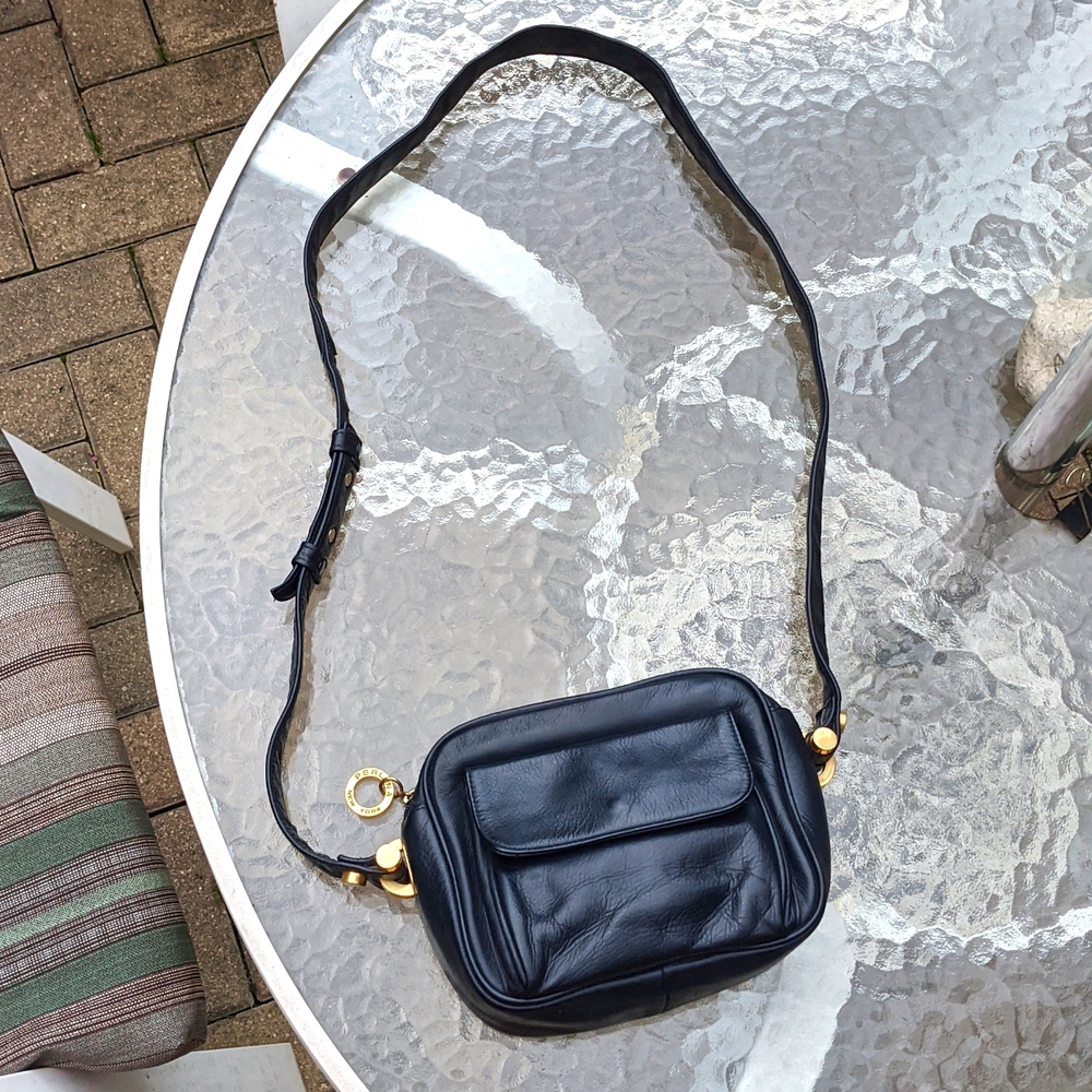 Perlina leather navy crossbody bag